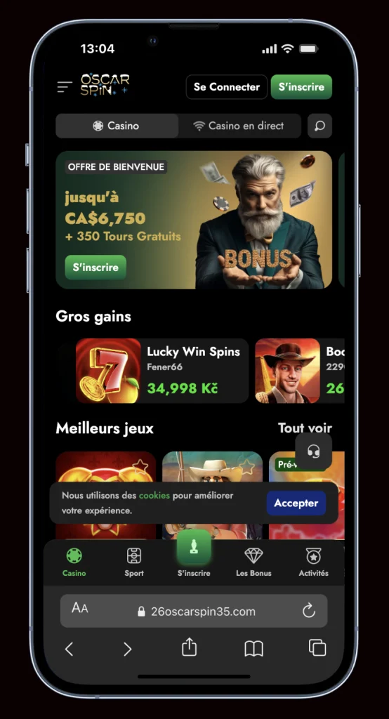 oscarspin casino application
